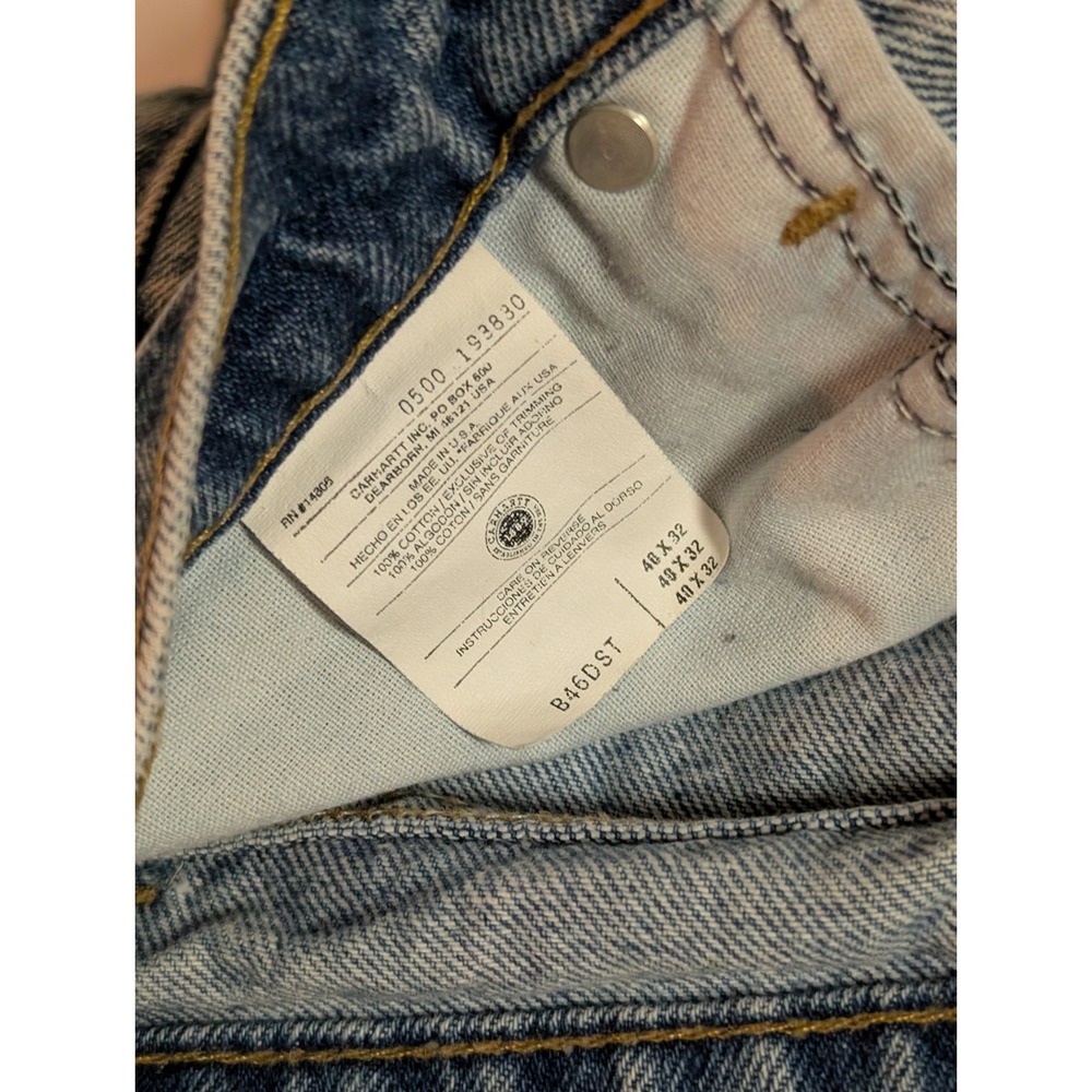 Vintage Carhartt B46DST Mens Size 40x32‎ Blue Relaxed Tapered Leg Jeans USA Made - Picture 4 of 4
